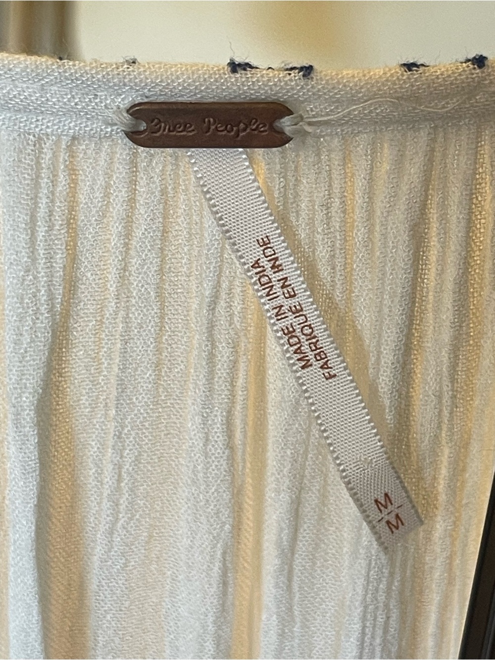 Free People Wild Horses White Mini Dress with Navy Embroidery - Picture 6 of 10
